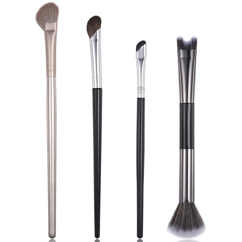 4Pcs Sculpting Dual-End Nose Brush 2-In-1 U-Shaped Nose Brush Angled NoseContour Brushes Professional Sculpting & Defining Contour Brushes for Highlight Blush Powder Contouring