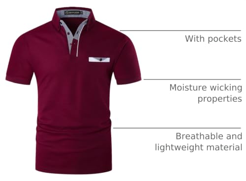 Image of GHYUGR Men's Polo Shirts Short Sleeve Slim Fit Polo Casual Plaid Splice T-Shirts