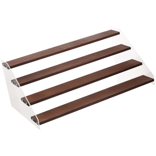 ULDIGI 実木アクリル段式フィギュアディスプレイラック 卓上収納スタンド コレクション模型オーガナイザー 陳列棚兼用アクセサリースタン