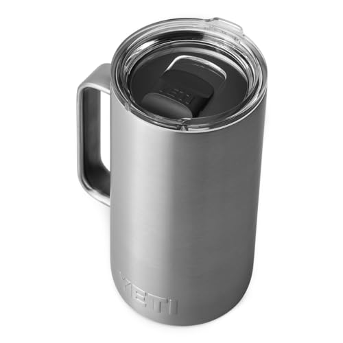 Image of YETI Rambler 24 oz (709 ml) Coffee Mug, Stainless Steel | Large Travel Mug with Handle & MagSlider Lid (Not Leakproof), Insulated Coffee Cup Keeps Drinks Hot or Cold