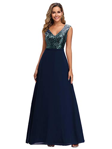 Ever-Pretty A-línea Vestido Fiesta Lentejuelas Gasa