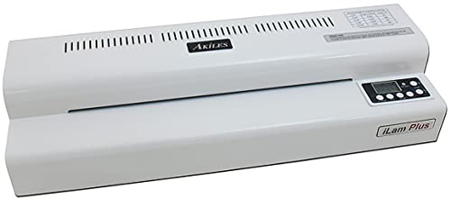 Akiles AILP Model ILAM Plus 4 Roller Pouch Laminator, White; Auto Shut Off; 4 Roller Thermal System; Silicone Rollers; Metal Gears; All Metal Construction; Jam Release (Reverse) Switch