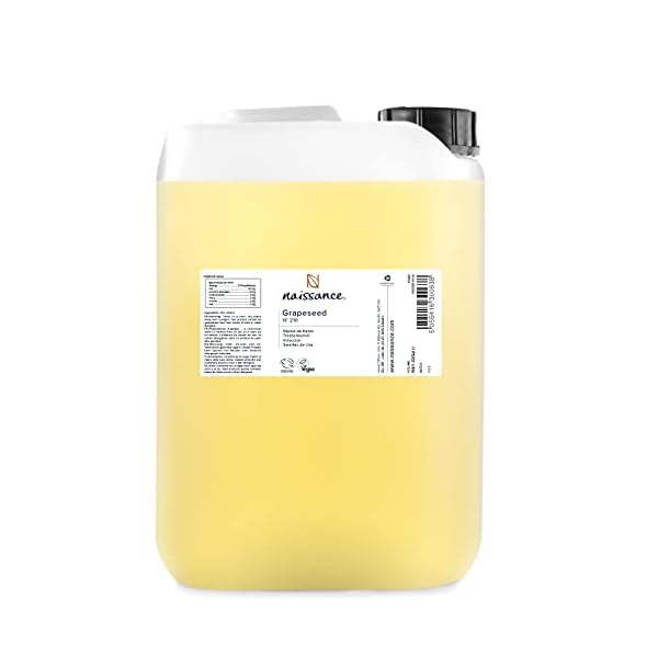 Naissance Huile de Pépins de Raisin (No. 210) - 5 litres - Pure et Naturelle, Huile Légère, Fine et Soyeuse - pour le Soin de la Peau ou les Massages