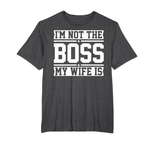 I'm Not The Boss My Wife is Funny Husband Couples Matching T-Shirt, Men's Big and Tall, Dark Heather Grey, 5X Tall