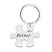LEEQBCR 2 Unisex Paar Schlüsselanhänger Edelstahl Anhänger Puzzle Silber Gravur Better Together Valentinstagsgeschenk