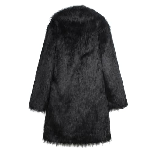 Image of Lisa Colly Men's Faux Fur Coat Winter Parka Overcoat | Men's Faux Fur Jacket, Winter Faux Fur Long Coat, Long Sleeve Fluffy Overcoat