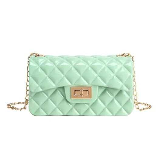 ONLVAN Summer Jelly Crossbody Bag Purse，Fashion Ladies Shoulder Bag, Candy Color Jelly Handbags, Crossbody Bag for Women Girls (Pale Green)