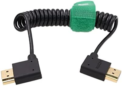 HDMI 4K 60p 8K Cable Thin Coiled for Sony A7M4 ATOMOS Shinobi Ninja V Portkeys BM5 FEELWORLD Blackmagic Monitor ZCAM Canon Nikon Camera Type A HDMI 2.1 Right Left Angle