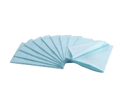 RMH3 Dental Blue Patient Bibs, 2-ply Tissue w/1-ply Poly, 125/pk
