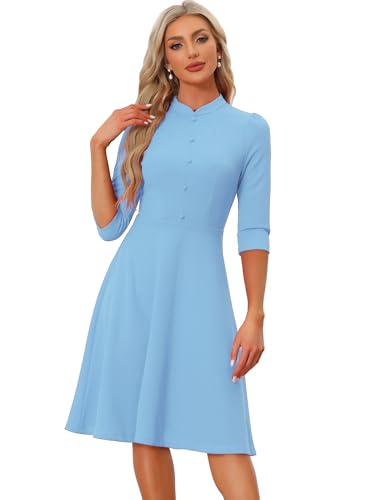 Robe de travail femme manche 3/4 évasée vintage Allegra K