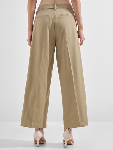 Image of Tokyo Talkies Wide Leg Relaxed fit Korean Pants |Ultra Soft|High Rise Pleated Trousers |Workwear|Formal All Day wear