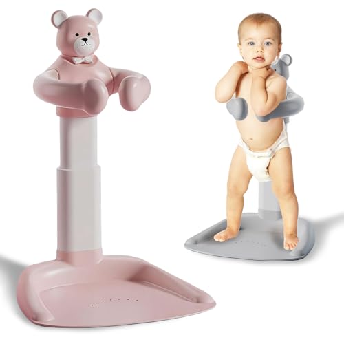 Image of Jfxgjuv Adjustable Baby Shower Stand with Anti-Slip Base, Baby Bath With Stand, 6-36 Months Toddler Shower Standing Support, Bath Shower Standing Support, Easy Setup, Safe Design (Pink)