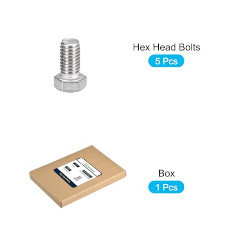 Image of METALLIXITY Hex Head Bolts (7 /16-14 x 3 inch) 5Pcs, 304 Stainless Steel 18-8, Fully Threaded, External Hex Drive, Plain Finish, Hex Head Screw Bolt, Silver