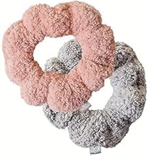 VOLO Scrunchies for Wet or Dry Hair, Super Absorbent Hair Drying Scrunchies, Soft Nanoweave Microfiber, Anti-Frizz, Gentle Hold, Comfortable Everyday Styling, 2-Pack (Luna Gray/Cloud Pink)