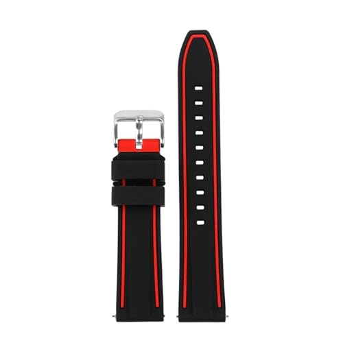 Silicone Sport Strap Compatible With Omega X Compatible With Swatch Moonswatch Quick Release Watch Band(Black red silver)