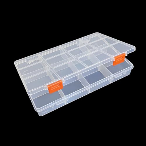 Image of Clear Bead Storage Containers with Adjustable Dividers Rectangle Clear Craft Supply Case (12 Grids-2 Pack)