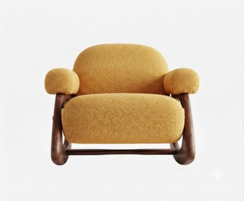 Image of CRAFTCITY Sheesham Wood Elegant Chair /Living Room Chair /Rose Wood Rocking Chair,Pre-Assembled (Yellow, Rocking Chair Without Footrest)