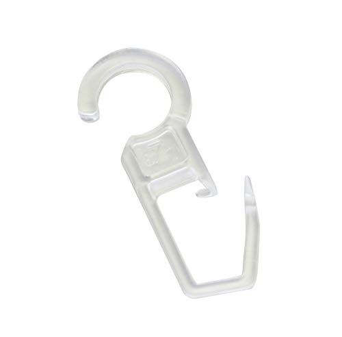 GARDINIA Crochet à Plis pour Anneaux de Rideaux, Pour Ø 25 mm et Ø 28mm, 10 pièces, Plastique, Transparent Cover