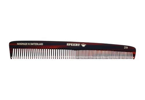 Speert #29 Wide/Fine Tooth Hair Comb Handmade Swiss Tortoise Acetate Brown