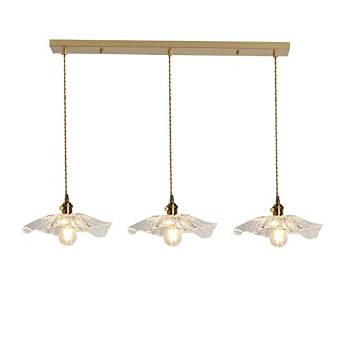 Lampe suspendue rétro à LED en verre et laiton brossé pour salon