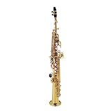 Straight Bb Soprano Saxophone Brass Lacquered Gold Woodwind Instrument with Carrying Case Reed Clean
