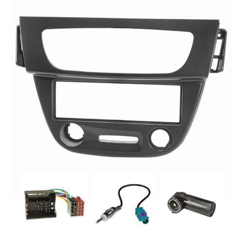 tomzz Audio 2445-032 Juego de Panel de Radio Compatible con Renault Megane III 2008-2013 Fluence a Partir de 2009 Negro con Adaptador Quadlock ISO Adaptador de Antena Fakra DIN ISO