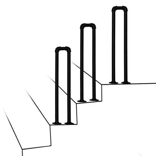 Pasamanos de escalera de hierro forjado negro para exteriores, pasamanos de transición para escalones, pasamanos para 1 escalón, barandilla de escalera para escaleras interiores, barra de soporte