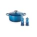 Le Creuset Signature Gusseisen-Bräter mit Deckel, Ø 24 cm, Rund, Für alle Herdarten und Induktion geeignet + Le Creuset Kleines Mühlenset, Salz- und Pfeffermühle, ABS-Kunststoff