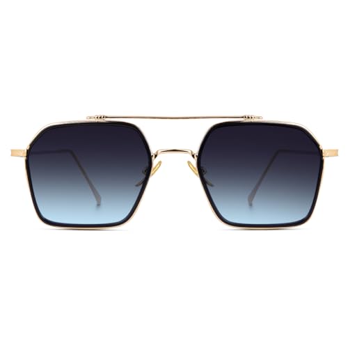 Image of CREEK Unisex Full Rim Hexagonal Branded and Stylish Sunglasses | 100% UV Protected | Men & Women | Medium | CH S1145-Pack of 1
