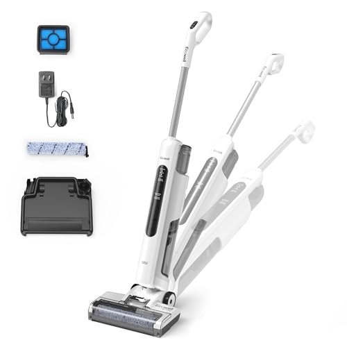 Image of ECOWELL Wet Dry Vacuum Cordless Vacuum Mop Wash All in One, Self-Cleaning 0.1'' Dual-Sided Edge Cleaning, 8.2 lbs Lightweight Vacuum and Mop Combo for Hard Floors & Carpet, WCVP03