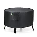 REDRICH Fire Pit Cover Round – Heavy Duty Outdoor Firepit Cover, Full Coverage Patio Outdoor Fireplace Cover, Dustproof Anti UV and Waterproof, 50’’L x 50’’W x 24’’H Black