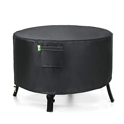 REDRICH Fire Pit Cover Round – Heavy Duty Outdoor Firepit Cover, Full Coverage Patio Outdoor Fireplace Cover, Dustproof Anti UV and Waterproof, 50’’L x 50’’W x 24’’H Black