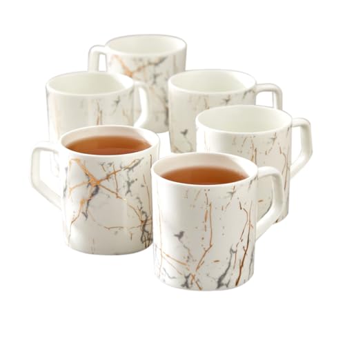 Clay Craft Fine Ceramic Premium Gold and White Coffee/Tea Cups - 220 ml - Set of 6, Tea Cup Set of 6, Mugs for Coffee, Cups Set of 6, Mug Set, Ideal for Gifting, Perfect for Home and Office (B09DPDW3LX) Amazon Price History, Amazon Price Tracker