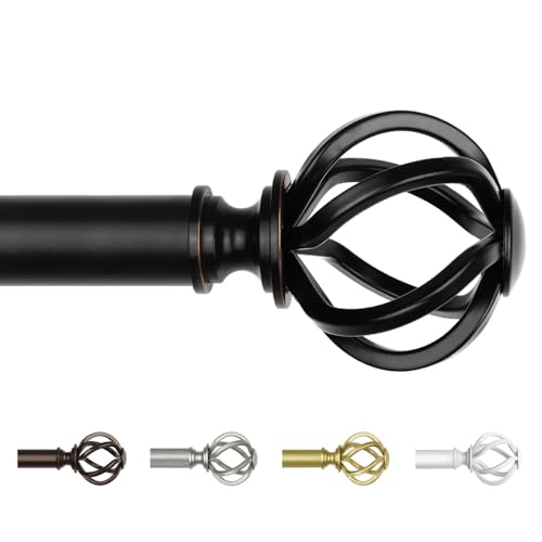 Black Curtain Rod 32 to 58 Inch (2.6-4.8 ft), USFOOK 7/8 Curtain Rods for Windows 20 to 54 Inch...