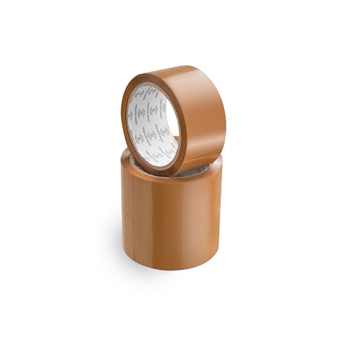 REQUISITE NEEDS Heavy Duty Brown Packing Tape 48mm x 66m 3 Rolls Tear Resistant Parcel Sealing Tape for Moving and Box Packaging