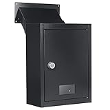 Toriexon Through The Wall Drop Box with Combination Lock, 16.5' x 12.5' x 6' Adjustable Chute Deposit Safe Mail Box Black, Rainproof Mail Slots Walls Thickness 2.8” to 7.9” for Home Office Apartment