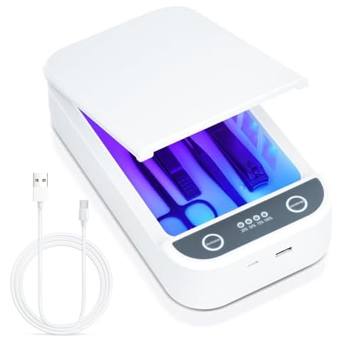 LXIANGN Nail Tool Sterilizer with Blue Light,Portable USB Sterilizer For Nail Tools Nail Cleaning Box Beauty Tool Cleaner Machine for for Nail Salon, Tweezers, Jewelry, Phone, Manicure Tools Cleaning Cover