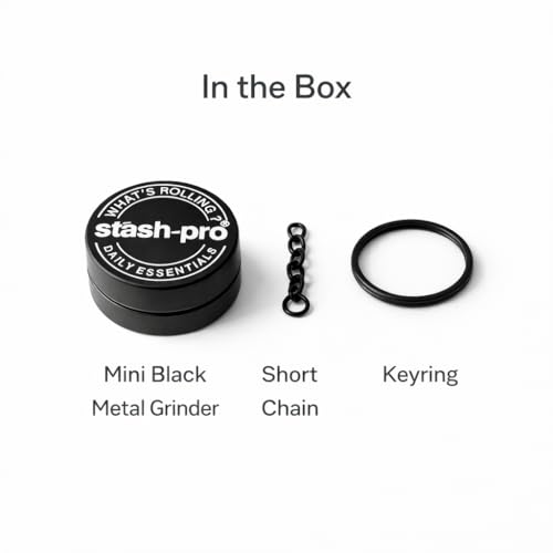 Image of Stash-Pro Mini Metal Grinder with Keychain | Pocket Herb & Spice Crusher | Black