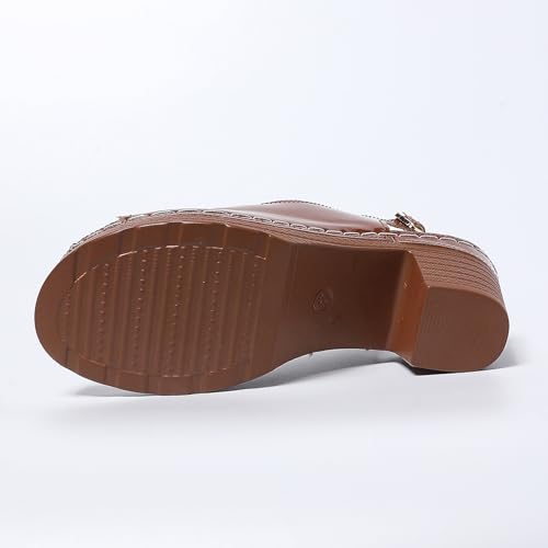 Block Heel Sandals for Women 2025 Womens Sandals Comfortable Dressy Platform Buckle Strap Fashion Fish Mouth Wedges3