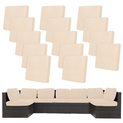 Image of 14Pcs Stretch Patio Cushion Covers,Outdoor Couch Covers Replacement,Outdoor Couch & Sofa Slipcovers,for Patio Furniture Cushion Covers,Washable Reusable Furniture Protector (Beige,Cover Only)