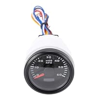 52 -mm -Drehzmeter, 6000 U/Min -Drehzahlmesser für LKW, Traktoren, Wohnmobile, Boote mit Sieben Hintergrundbeleuchtungsfarben, Professionelle und (Schwarzes Zifferblatt