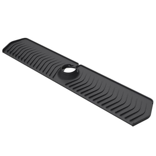 Tapis de robinet de cuisine en silicone noir pliable pour évier