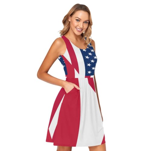 Vestido de la bandera de Austria sin mangas con bolsillos para evitar cargar bolsos pesados