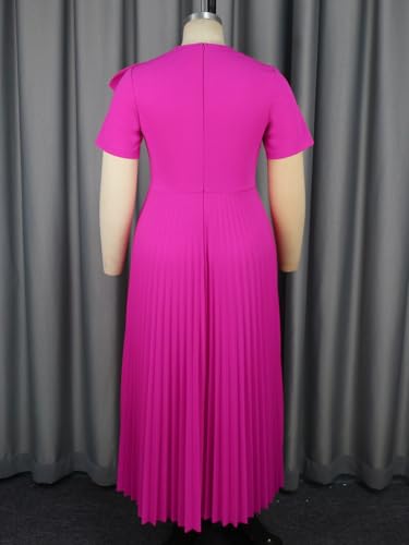 AOMEI Casual Church Dresses for Women 2025 Summer Pleated Short Sleeve Round Neck Dragonfly Spring Maxi Dress 5