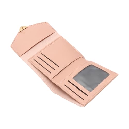 1Pcs Money Wallet 3-Fold Heart-Shaped Card Holder PU Leather Pink 11.5x9cm3