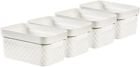 Curver Terrazzo x4 Large Rectangular Storage Basket 17L - Grey
