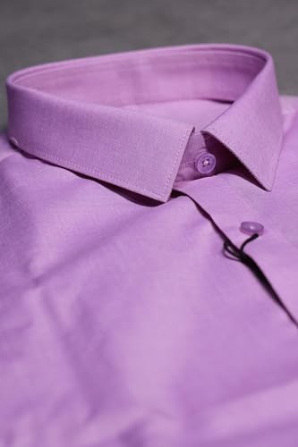 Image of Cotton Blend Formal Shirt for Men | Full Sleeve, Regular Fit, Button Down, Palin & Stylish Collared Neck | Breathable Lightweight Fabric for Office, College Meetings & Gathering