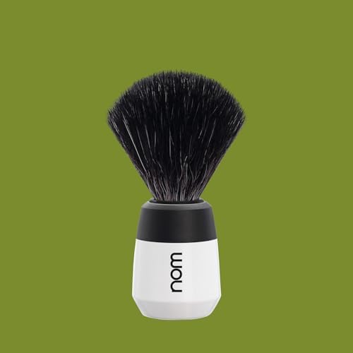 NOM Max Shaving Brush | Vegan Shave Brush for Shaving soaps and creams | sustainable eco-friendly and reusable | Exfoliating Shaving Brush | White handle image 4