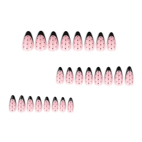 Black French Tip Press on Nails – Glossy Medium Fake Nails