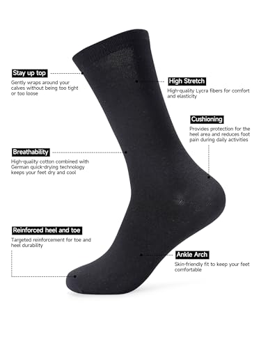 Men's Dress Socks Combed Cotton Anti Odor Quick Dry Moisture Wikcing Size 8-13 Crew Socks2